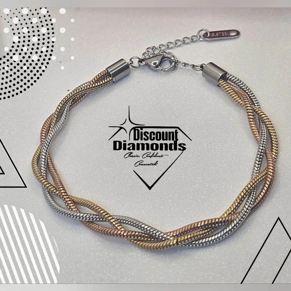 18K Yellow Gold, Rose Gold,  & White Gold Titanium 3 Blade Bracelet